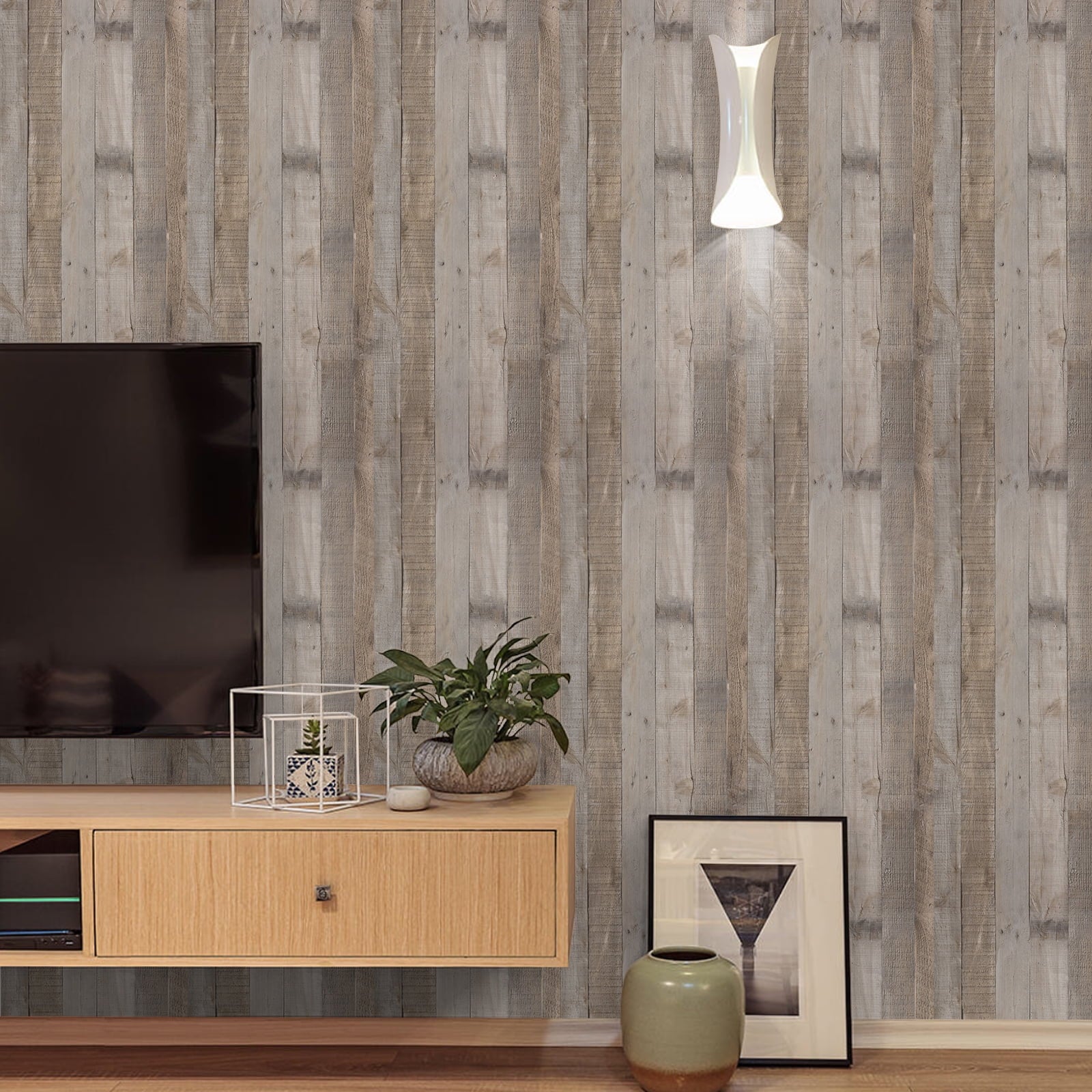 23.6"X 196" Brown Wood Wallpaper Peel and Stick Contact Paper Self Adhesive Removable Distressed Wood Look Wallpaper Vinyl Home Decor for Funiture