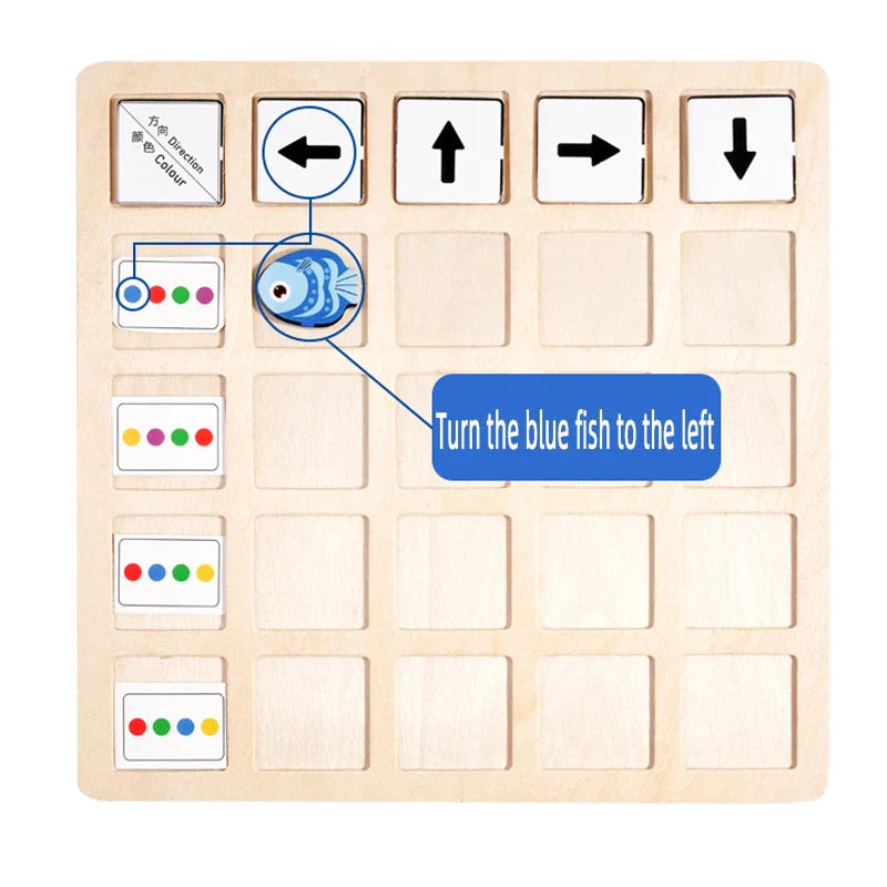 Children'S Wooden Montessori Toys Kids Logical Thinking Training Direction Color Cognition Educational Battle Battle Board Game