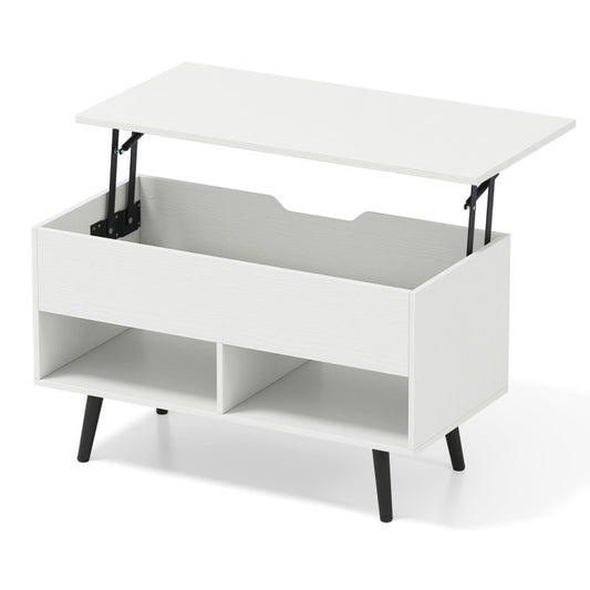 31.5 Inch Lift-Top Coffee Table with Hidden Storage and 2 Open Shelves