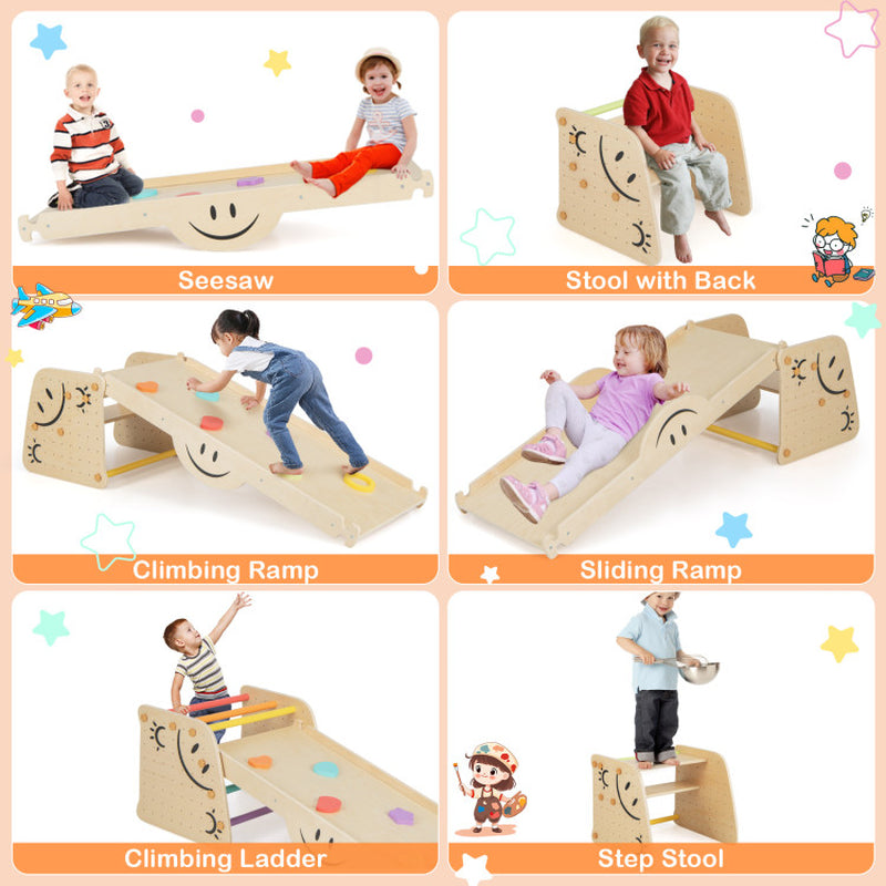 Wooden Climbing Toy Triangle Climber Set with Seesaw