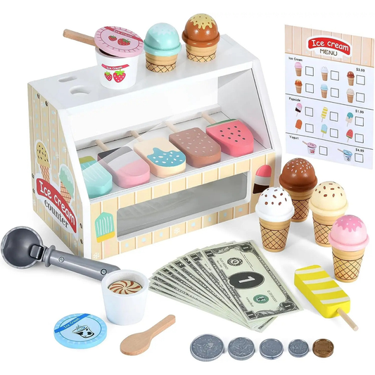 Montessori Wooden Ice Cream Shop Toy Set for Kids