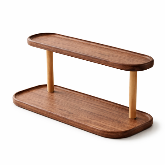 Minimal Wooden Desk Organizer Shelf – 2-Tier Storage Rack