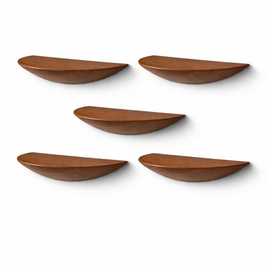 Minimalist Wooden Floating Wall Shelf – Semicircle Display Shelf