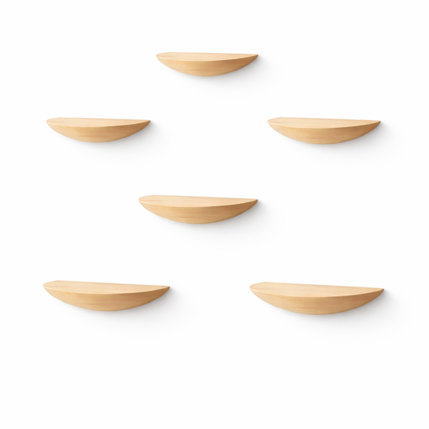 Minimalist Semicircle Wooden Floating Wall Shelf