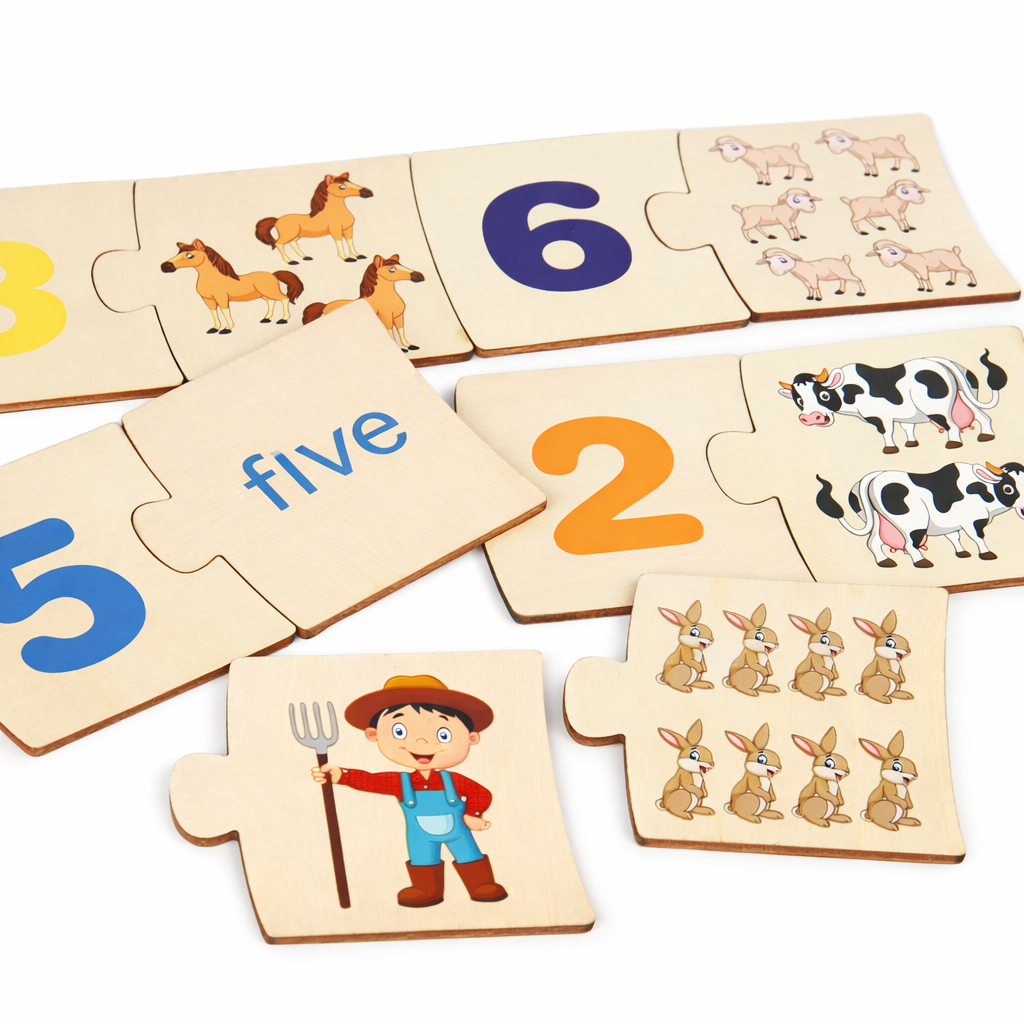 Montessori Wooden Number Matching Puzzle for Early Learning