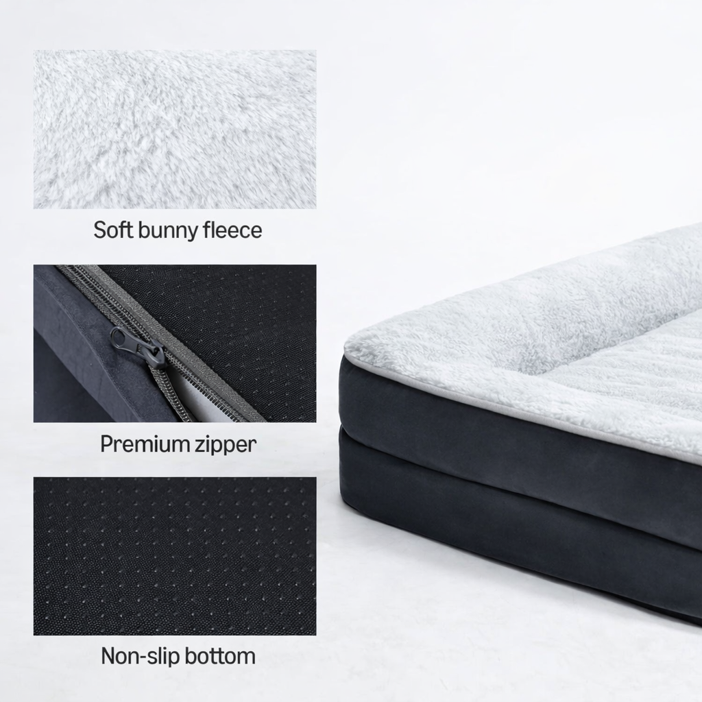 Orthopedic Dog Bed with Bolster – Washable Pet Bed
