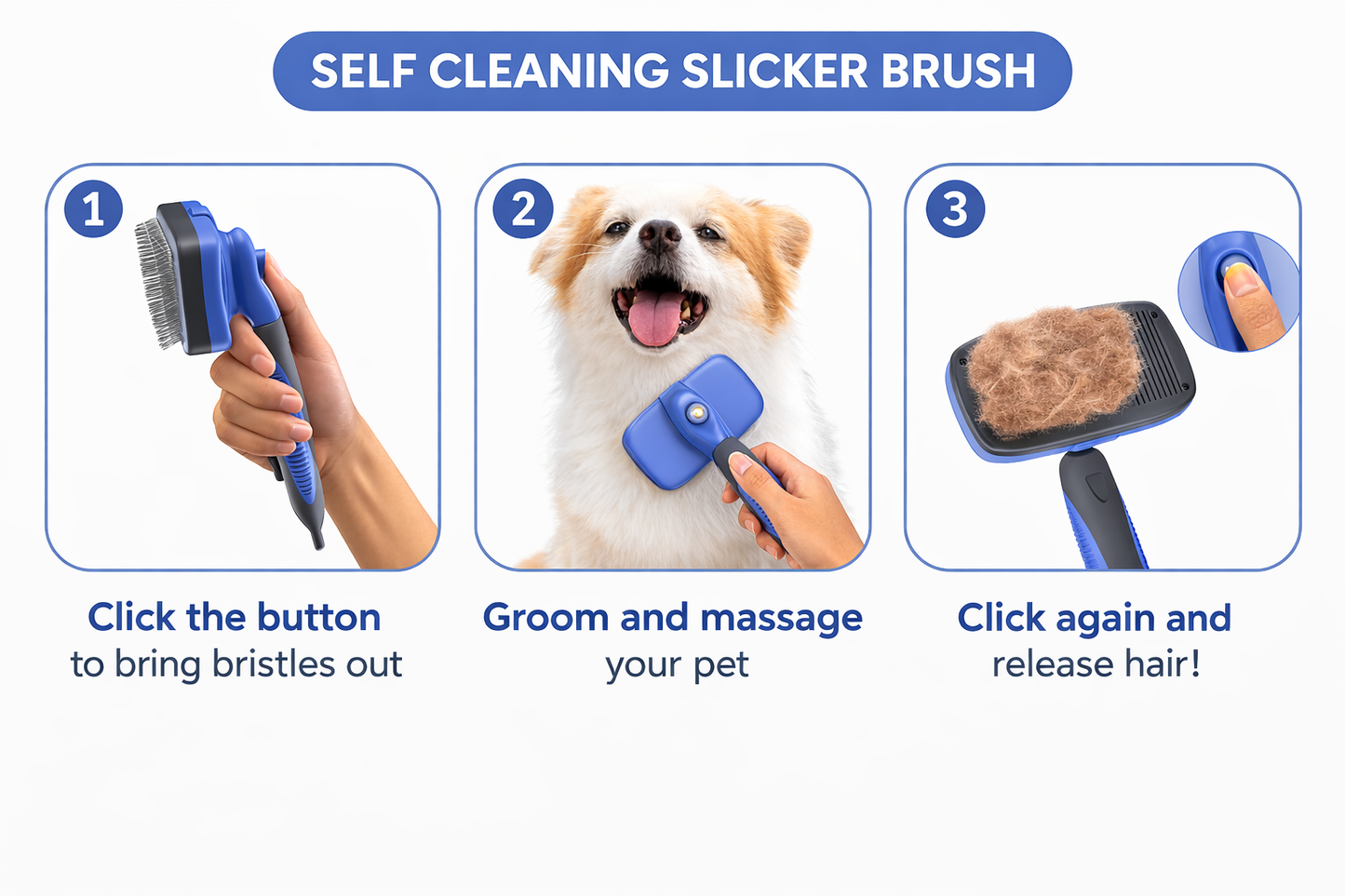 Self-Cleaning Pet Slicker Brush for Dogs & Cats