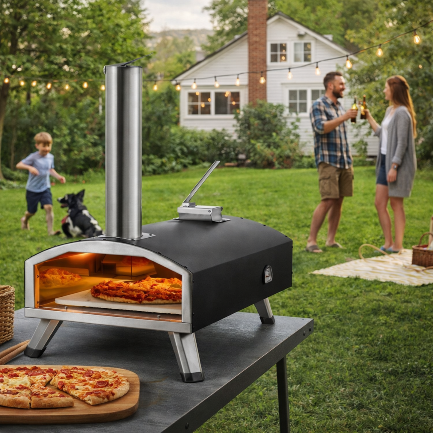 Portable Outdoor Pizza Oven 12” Wood Pellet Camping Oven