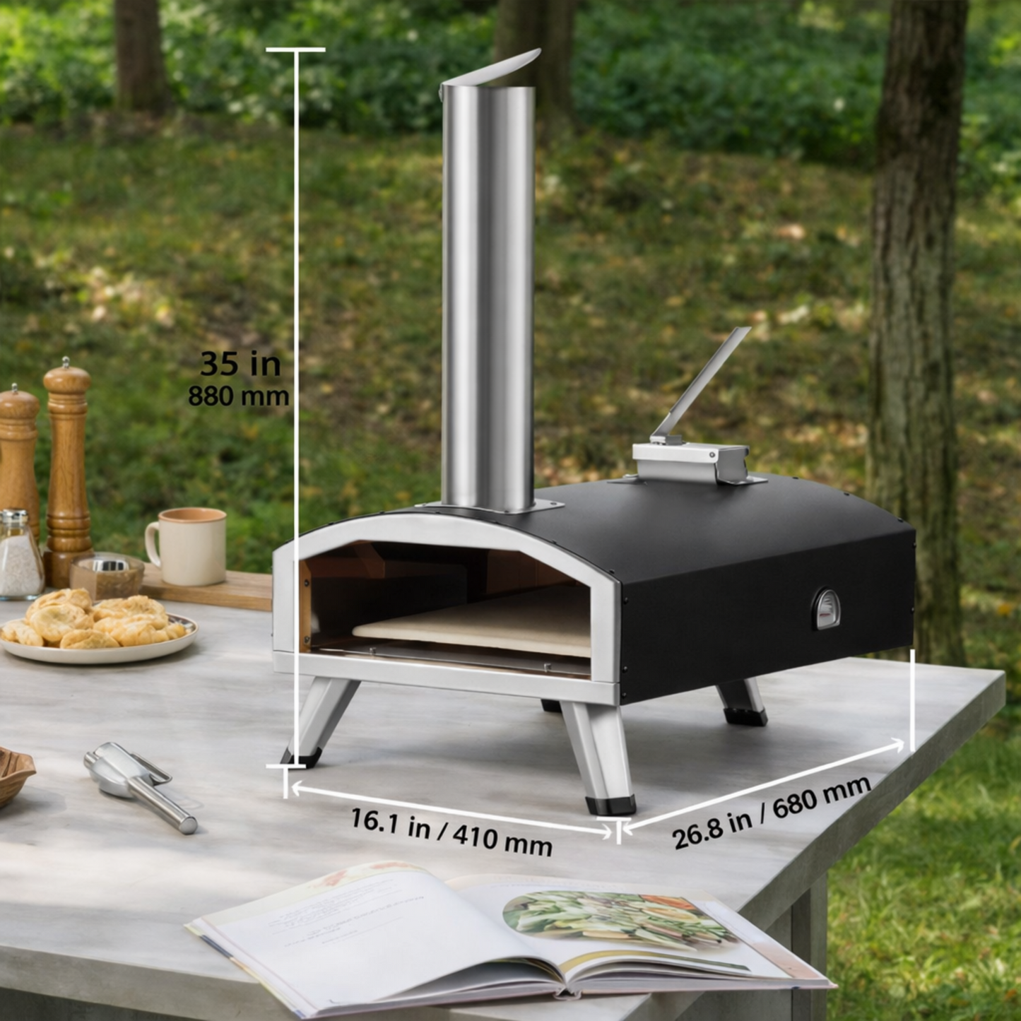 Portable Outdoor Pizza Oven 12” Wood Pellet Camping Oven