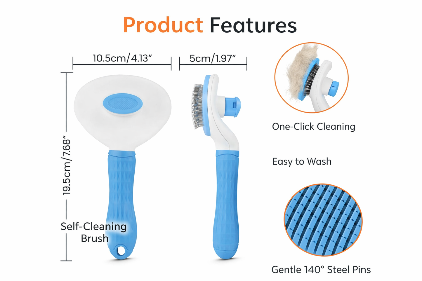 Self-Cleaning Pet Grooming Brush for Cats and Dogs