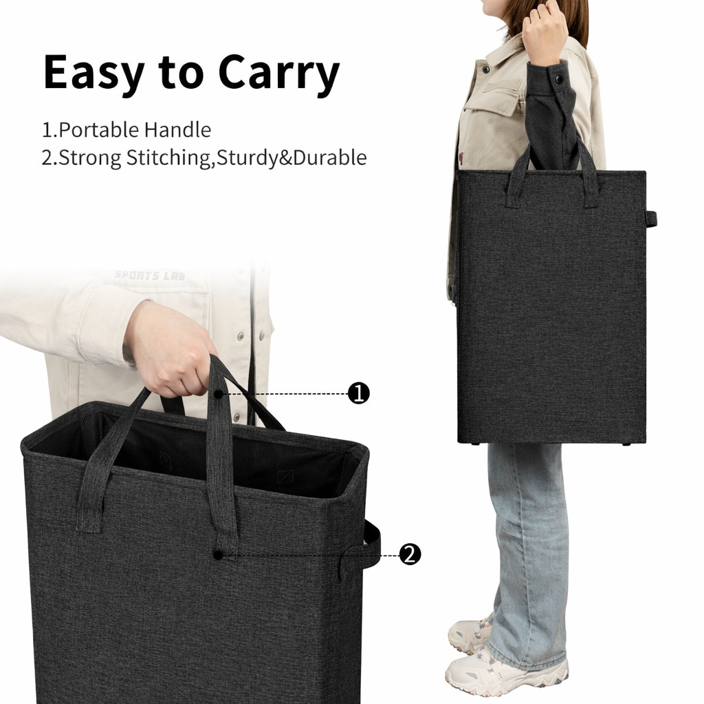 Slim Laundry Hamper with Handles for Small Spaces
