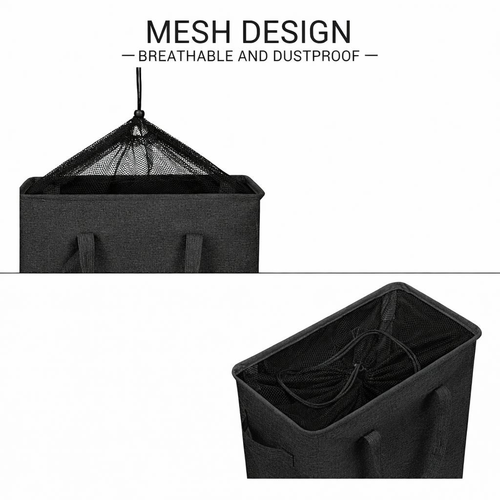 Slim Laundry Hamper with Handles for Small Spaces