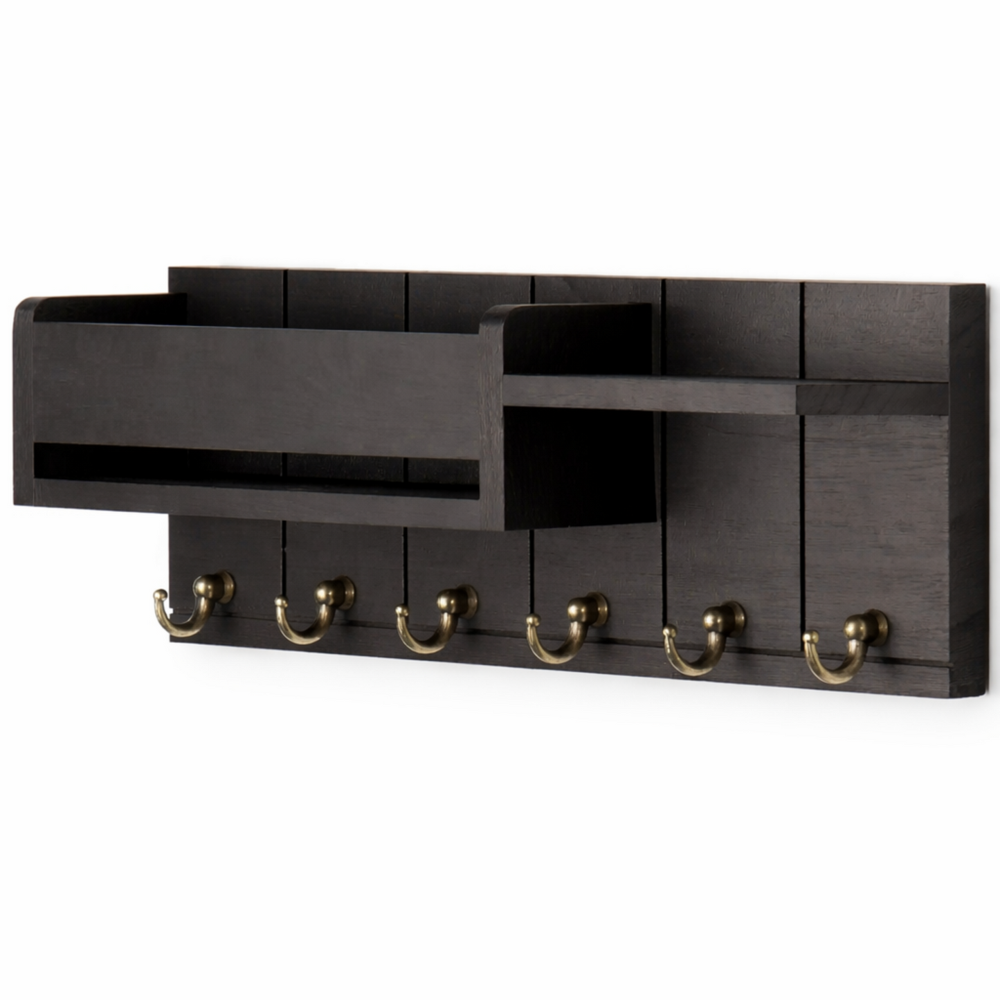 Wall-Mounted Key Holder with Mail Shelf – Wooden Entryway Organizer