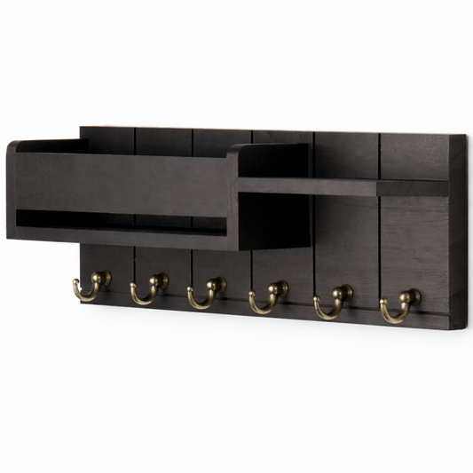 Wall-Mounted Key Holder with Mail Shelf – Wooden Entryway Organizer