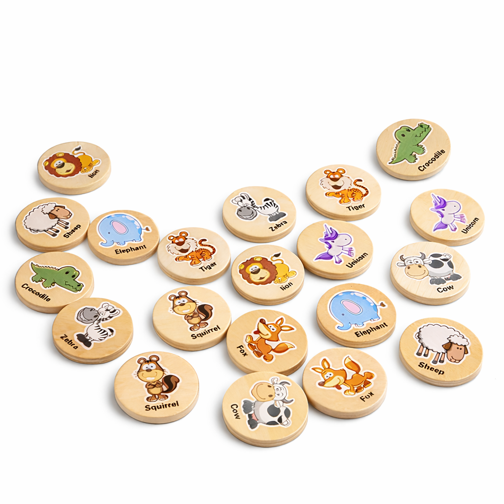 Wooden Animal Memory Matching Game for Kids