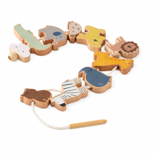 Montessori Wooden Animal Threading Toy for Toddlers