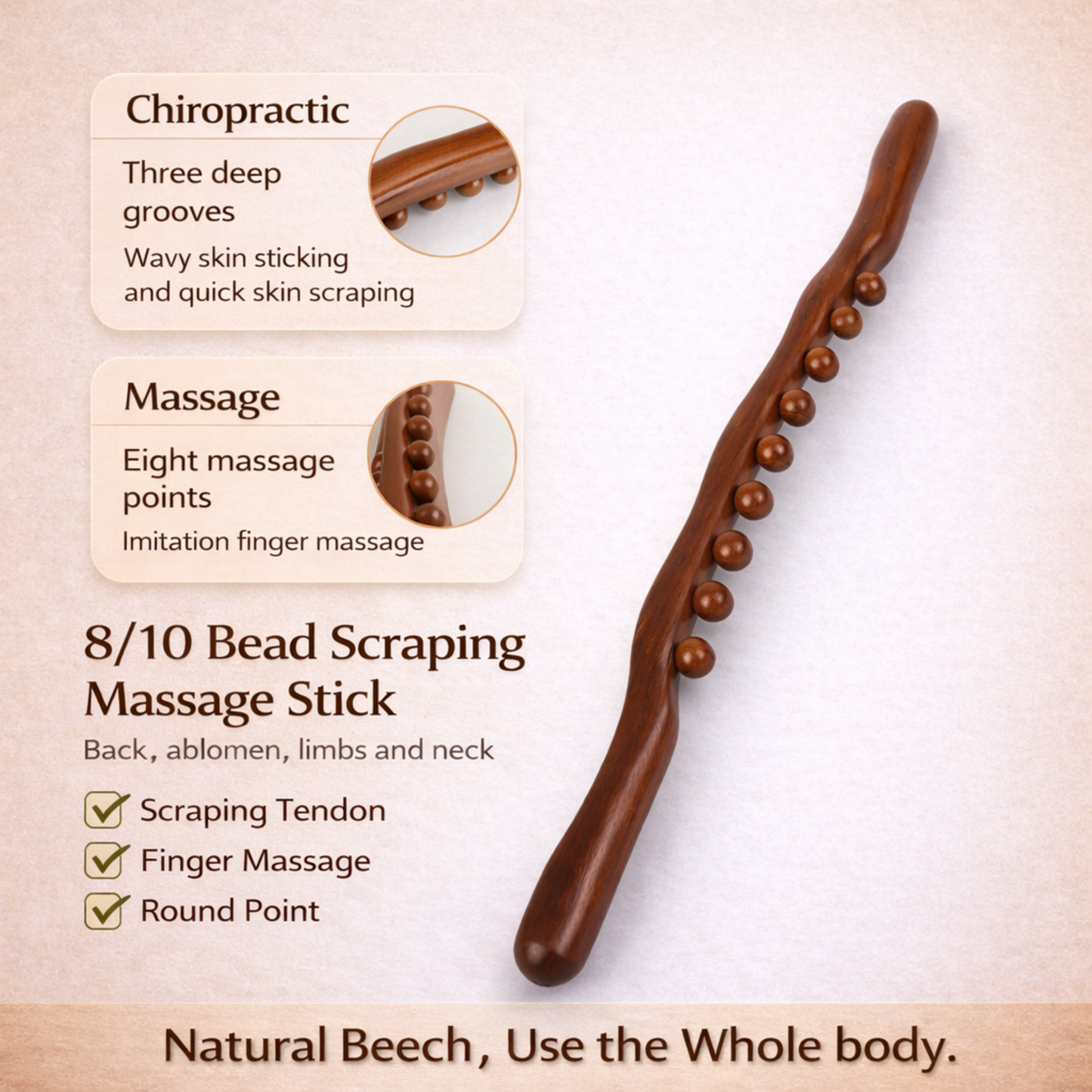 Wooden Muscle Massager Stick – Natural Body Relax Tool