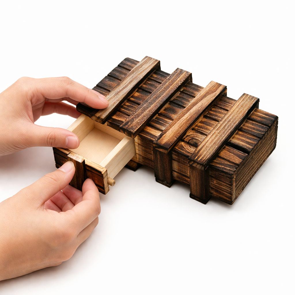 Wooden Puzzle Secret Box with Hidden Compartment