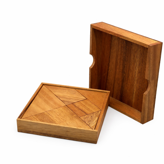 Wooden Tangram Puzzle Brain Teaser with Storage Box