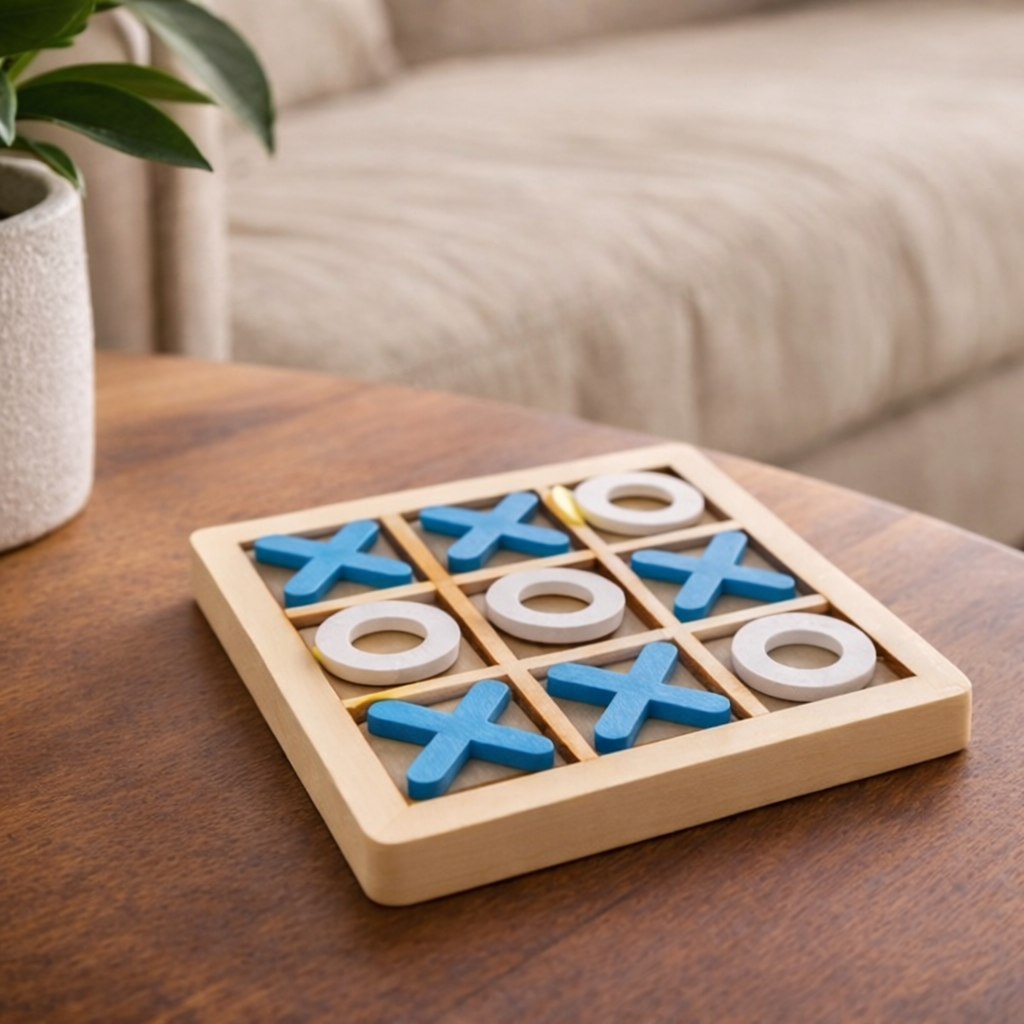 Wooden Tic Tac Toe Game – Classic Strategy Board