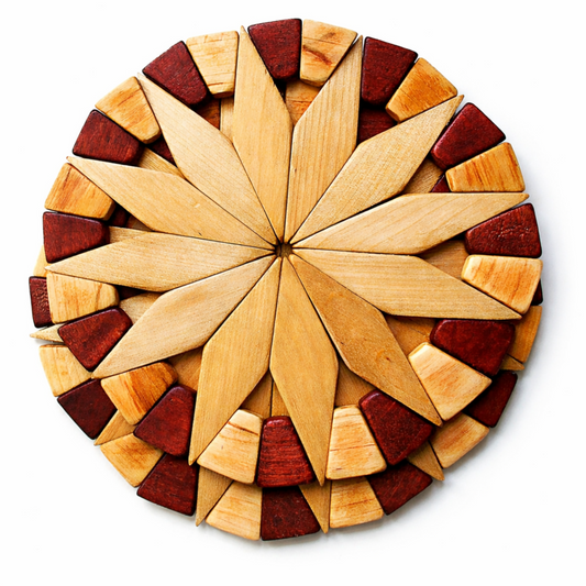 Natural Wooden Trivets Set (2pcs) for Hot Dishes & Table Protection